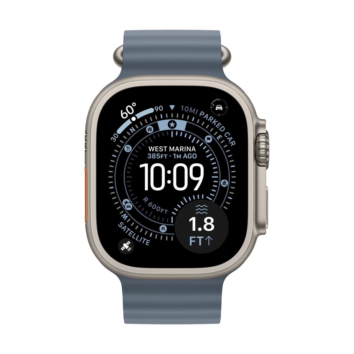 Купить apple watch ultra 3 (2025), 49 мм корпус из титана цвета «natural», ремешок ocean band цвета «anchor blue» с доставкой