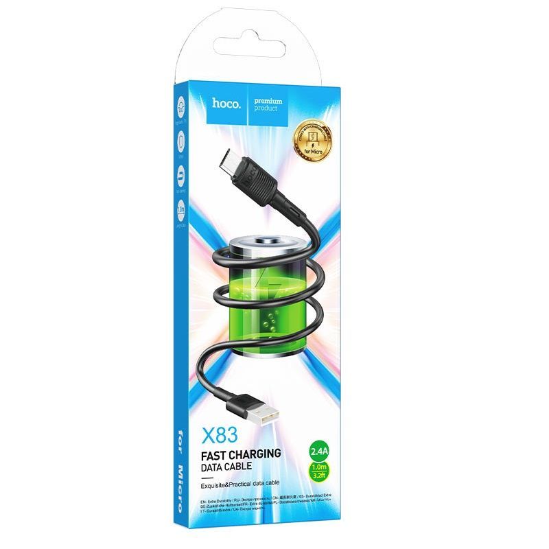 Кабель MicroUSB Hoco X83 2.4A 1m