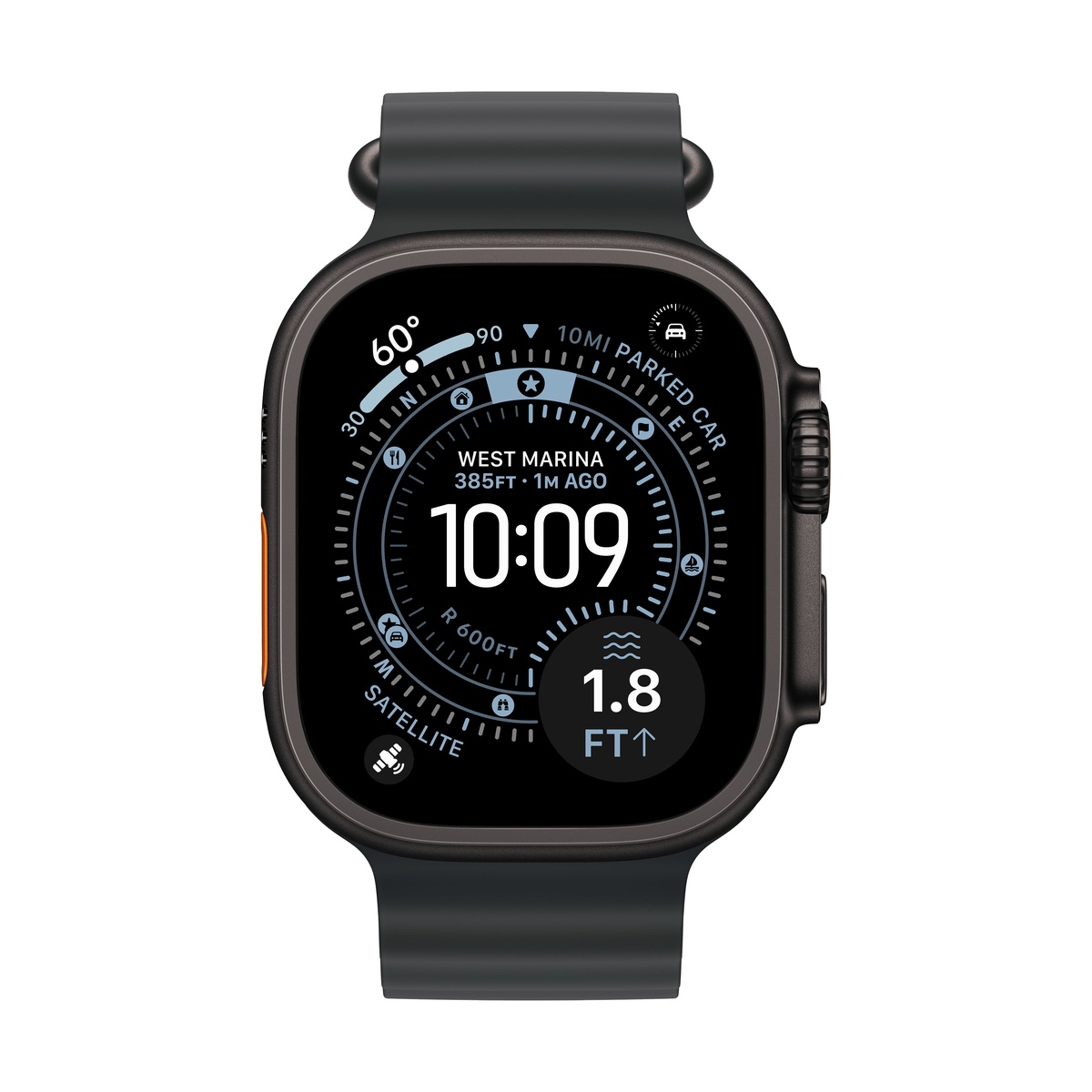Купить apple watch ultra 3 (2025), 49 мм корпус из титана цвета «black», ремешок ocean band цвета «black» с доставкой