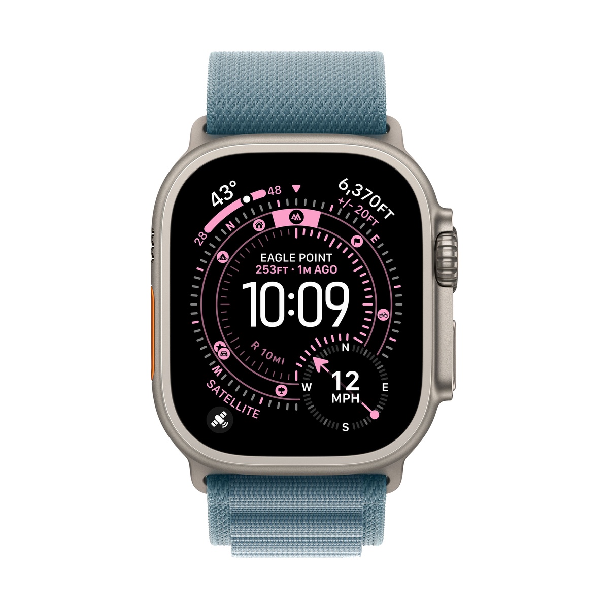 Apple Watch Ultra 3 (2025), 49 мм корпус из титана цвета «Natural», ремешок Alpine Loop размера L цвета «Light Blue»