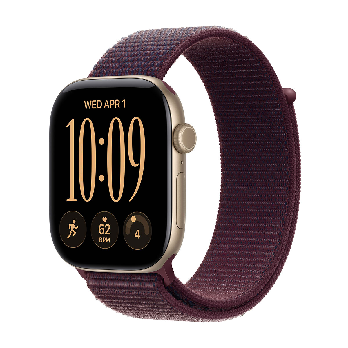 Купить apple watch series 12, 46 мм корпус из алюминия цвета «light gold», ремешок sport loop цвета «burgundy» с доставкой