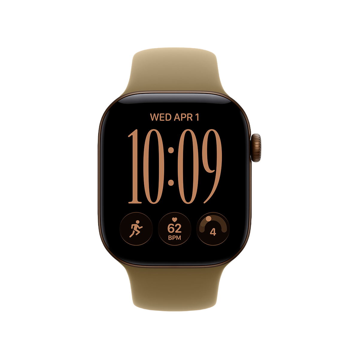 Купить apple watch series 12, 42 мм корпус из алюминия цвета «dark bronze», ремешок sport band размера m/l цвета «olive» с доставкой