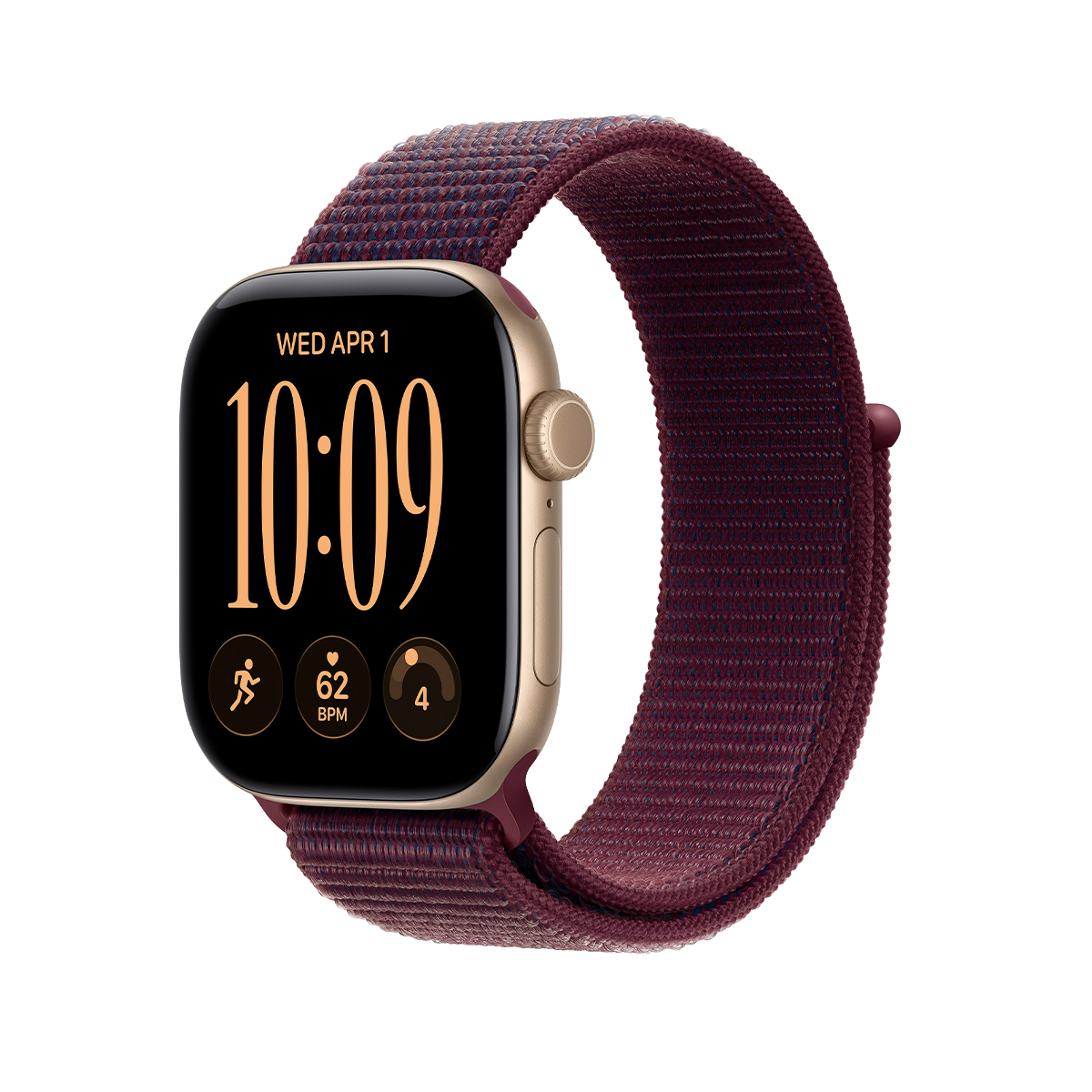 Купить apple watch series 12, 42 мм корпус из алюминия цвета «light gold», ремешок sport loop цвета «burgundy» с доставкой