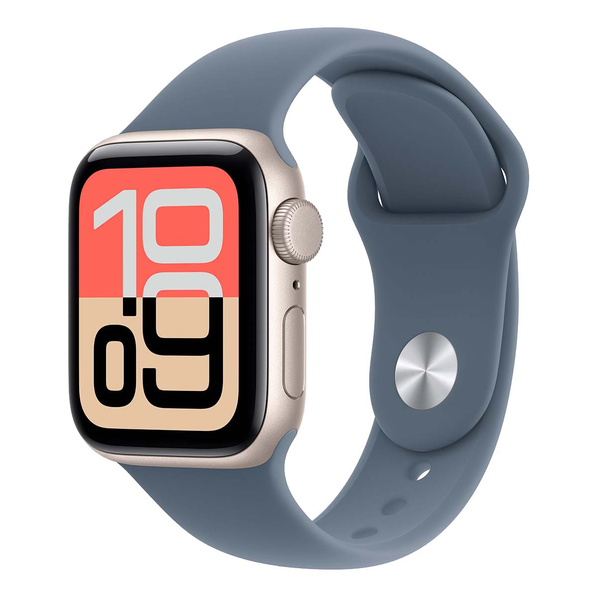 Купить apple watch se 3 (2025), 40 мм корпус из алюминия цвета «starlight», ремешок sport band размера s/m цвета «anchor blue» с доставкой