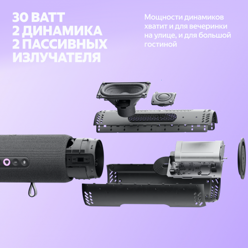 Умная портативная колонка Яндекс Станция Стрит с Алисой, фиолетовый, 30Вт