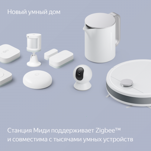 Умная колонка Яндекс Станция Миди с Алисой, с Zigbee, чёрный, 24Вт