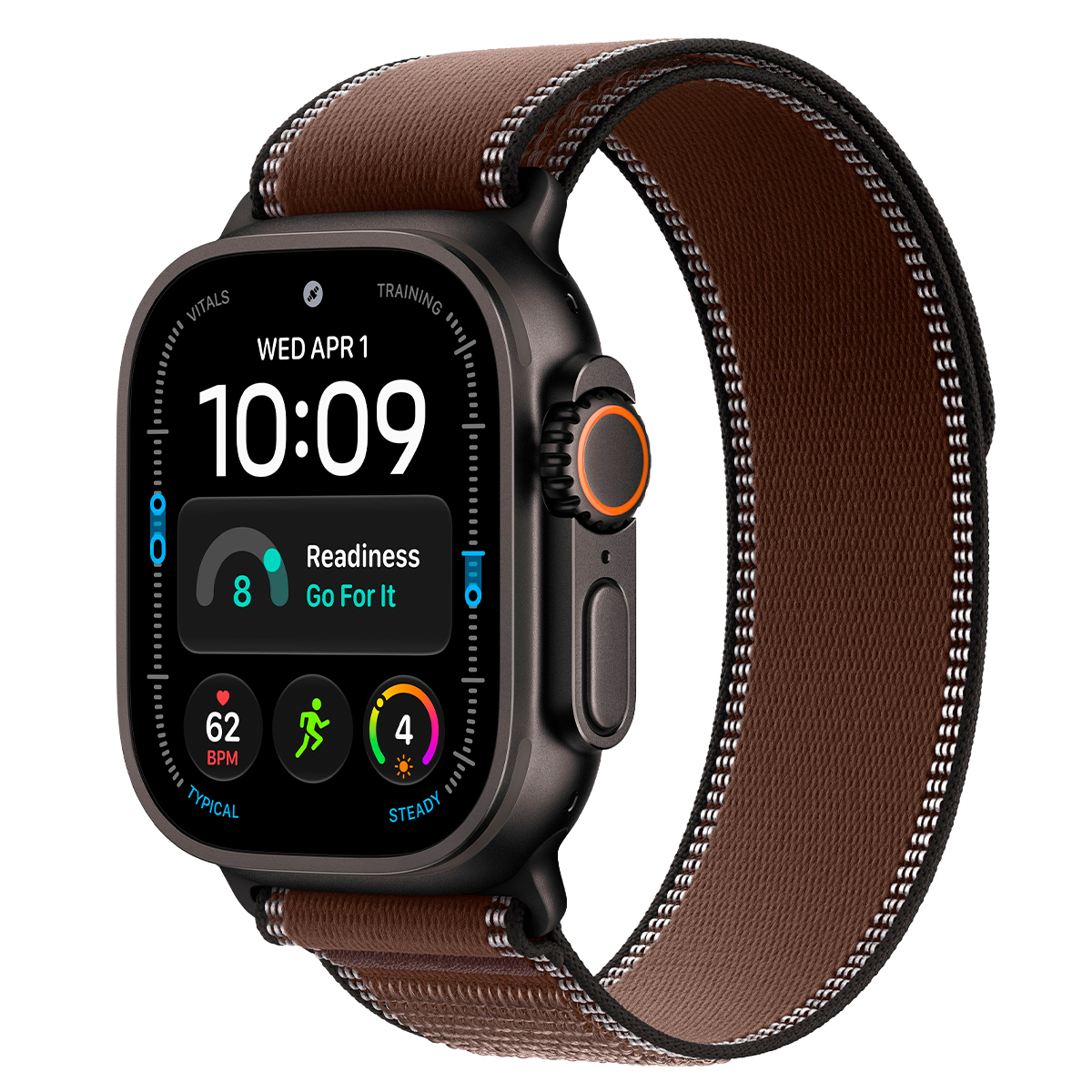 Купить apple watch ultra 4, 49 мм корпус из титана цвета «black», ремешок trail loop цвета «dark umber» размера m/l с доставкой