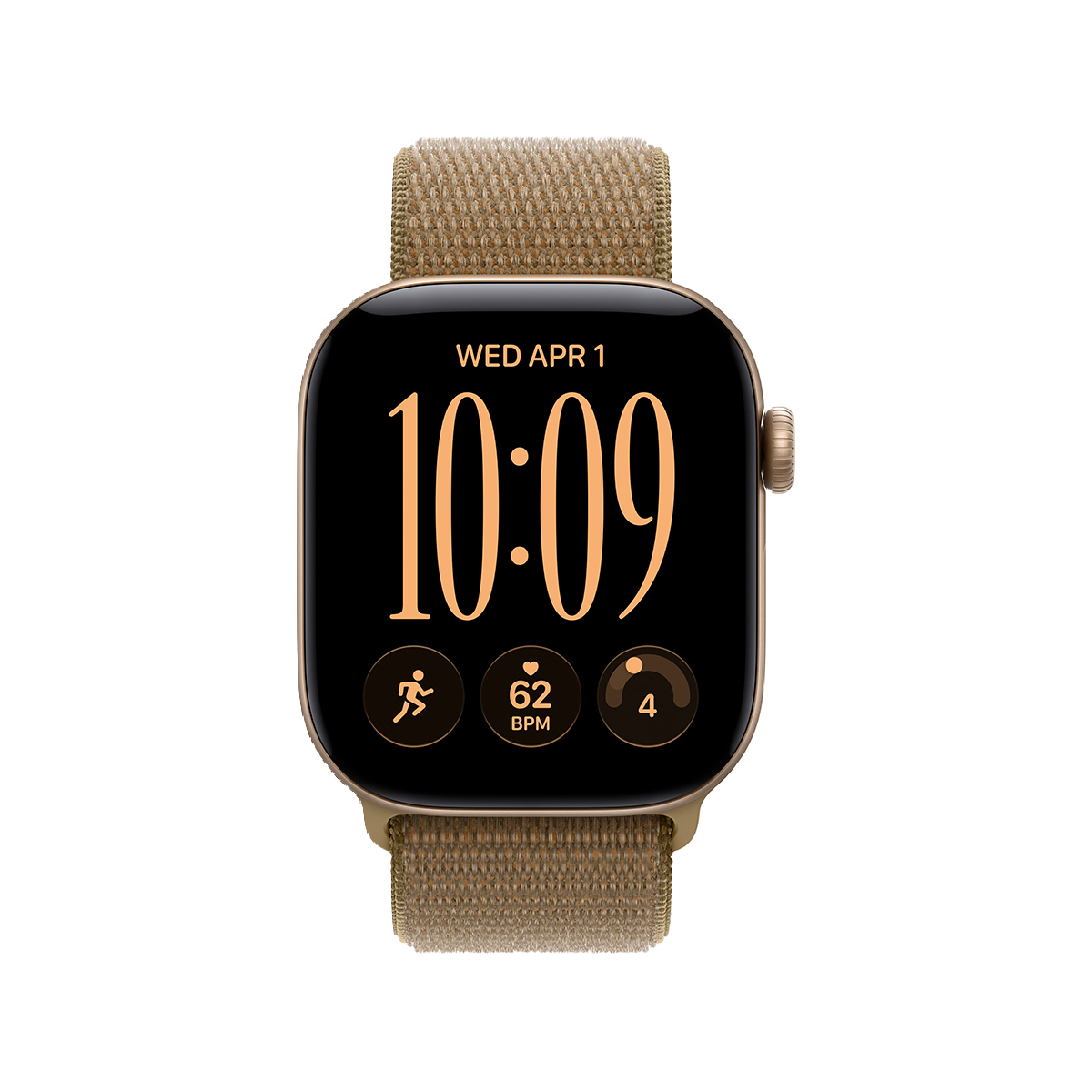 Купить apple watch series 12, 42 мм корпус из алюминия цвета «light gold», ремешок sport loop цвета «olive» с доставкой