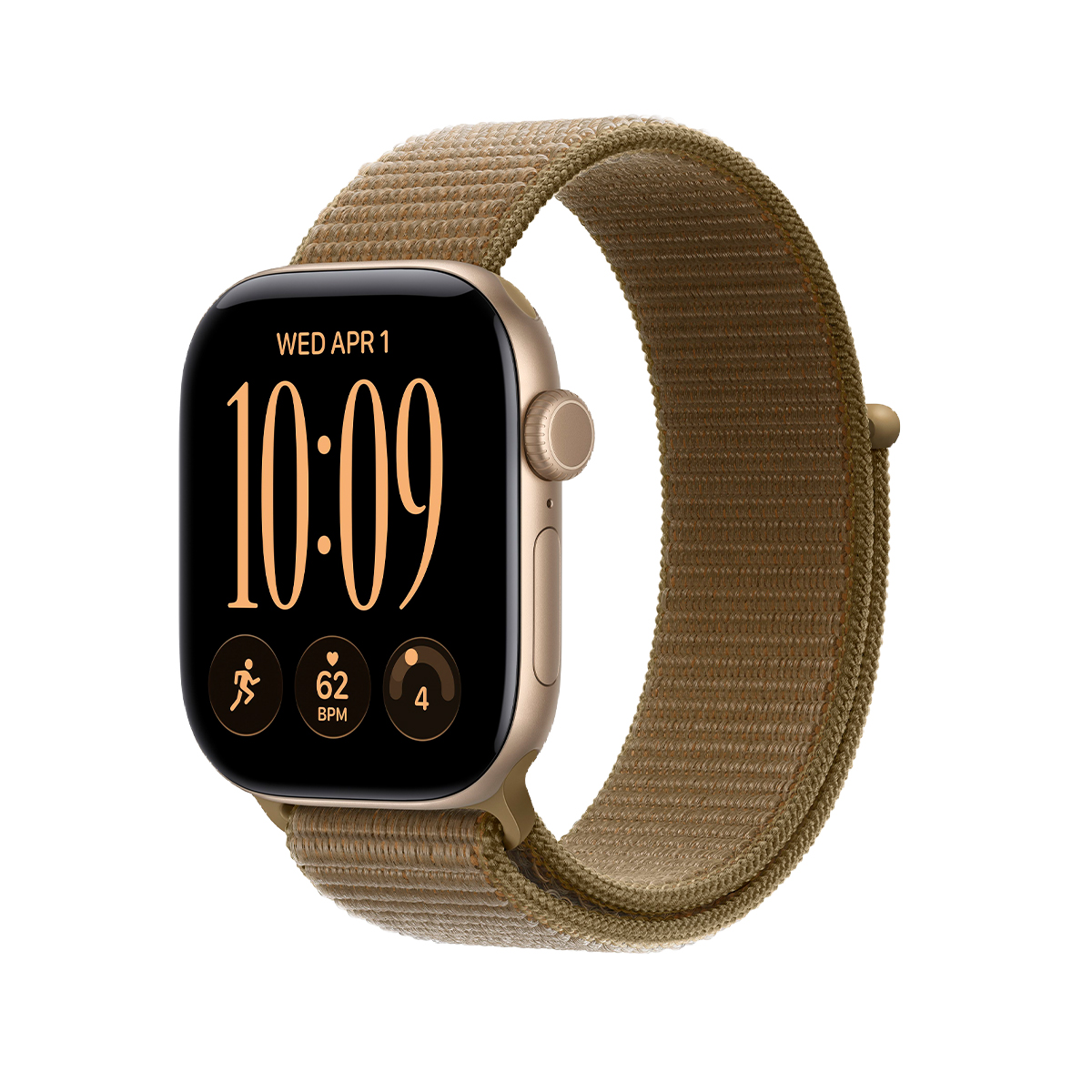 Купить apple watch series 12, 42 мм корпус из алюминия цвета «light gold», ремешок sport loop цвета «olive» с доставкой