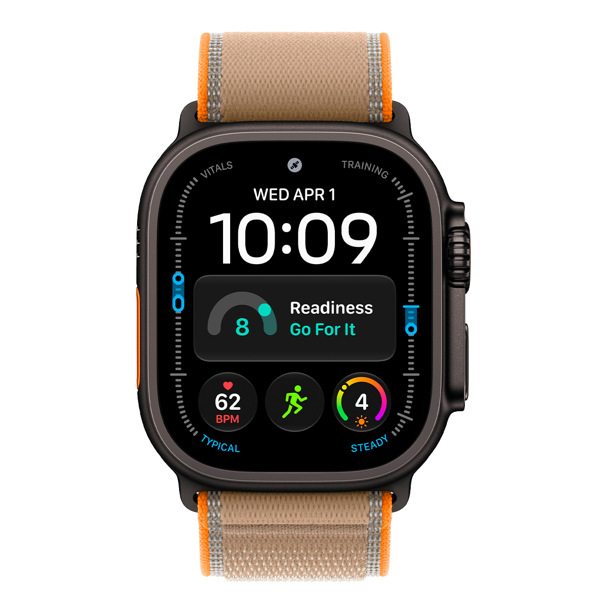 Купить apple watch ultra 4, 49 мм корпус из титана цвета «black», ремешок trail loop цвета «sand» размера m/l с доставкой