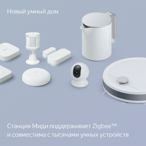 Умная колонка Яндекс Станция Миди с Алисой, с Zigbee, малиновый, 24Вт