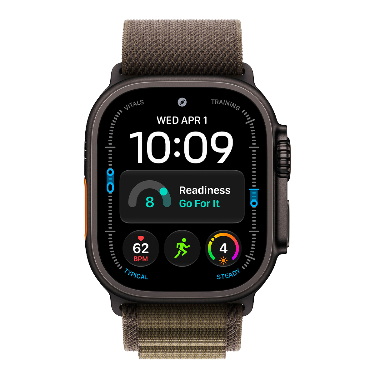 Купить apple watch ultra 4, 49 мм корпус из титана цвета «black», ремешок alpine loop цвета «dark olive» размера l с доставкой