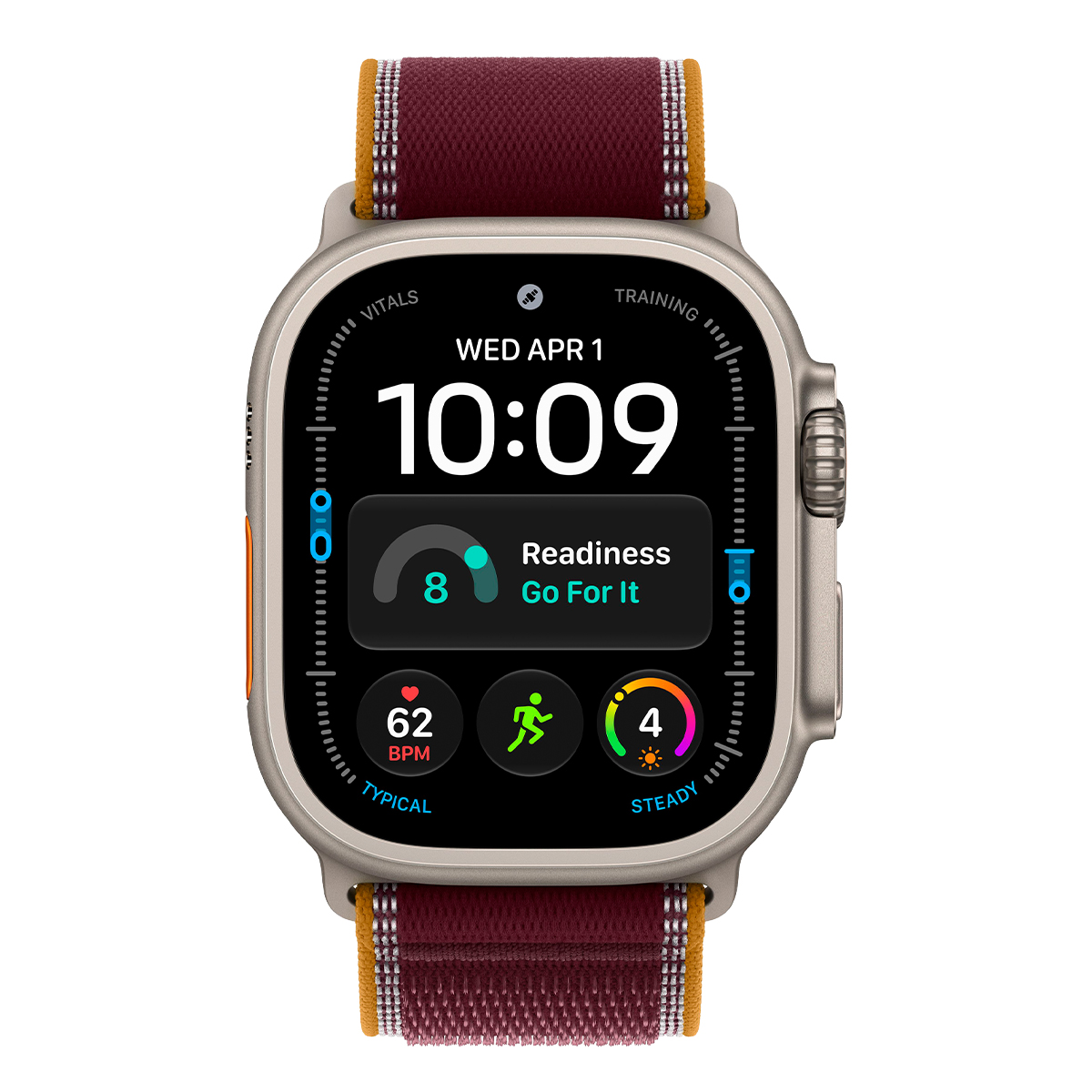 Купить apple watch ultra 4, 49 мм корпус из титана цвета «natural», ремешок trail loop цвета «burgundy» размера m/l с доставкой