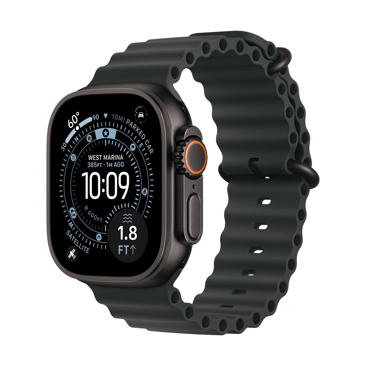 Купить apple watch ultra 3 (2025), 49 мм корпус из титана цвета «black», ремешок ocean band цвета «black» с доставкой