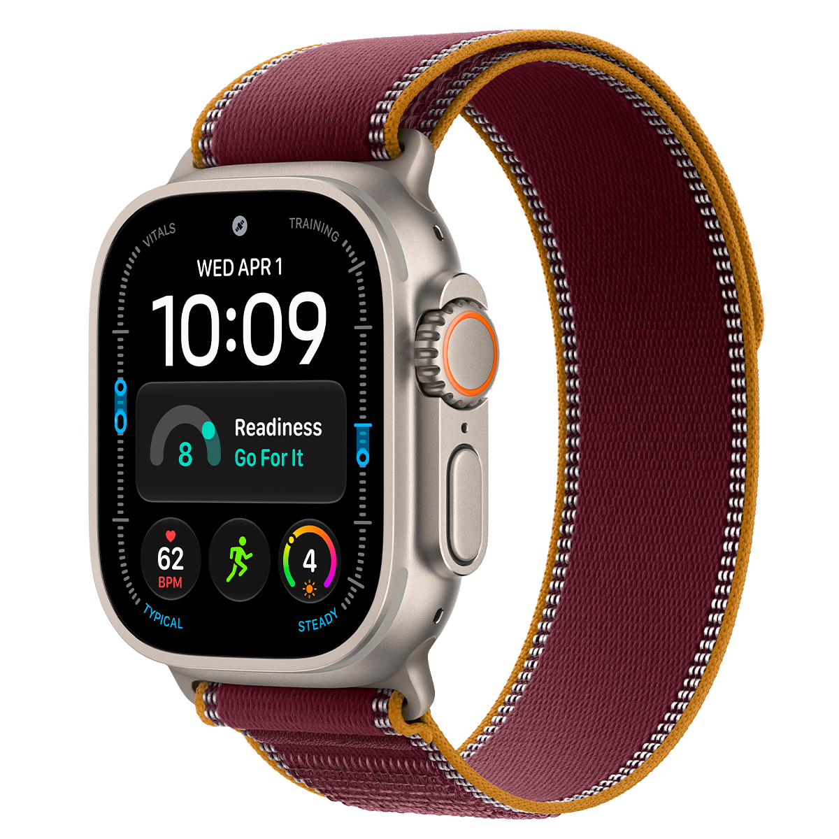 Купить apple watch ultra 4, 49 мм корпус из титана цвета «natural», ремешок trail loop цвета «burgundy» размера m/l с доставкой
