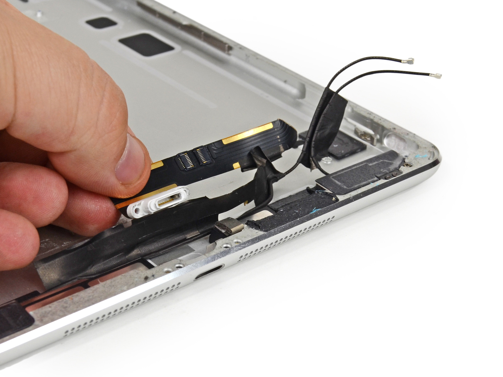 Замена нижнего шлейфа с разъёмом зарядки на iPad 2