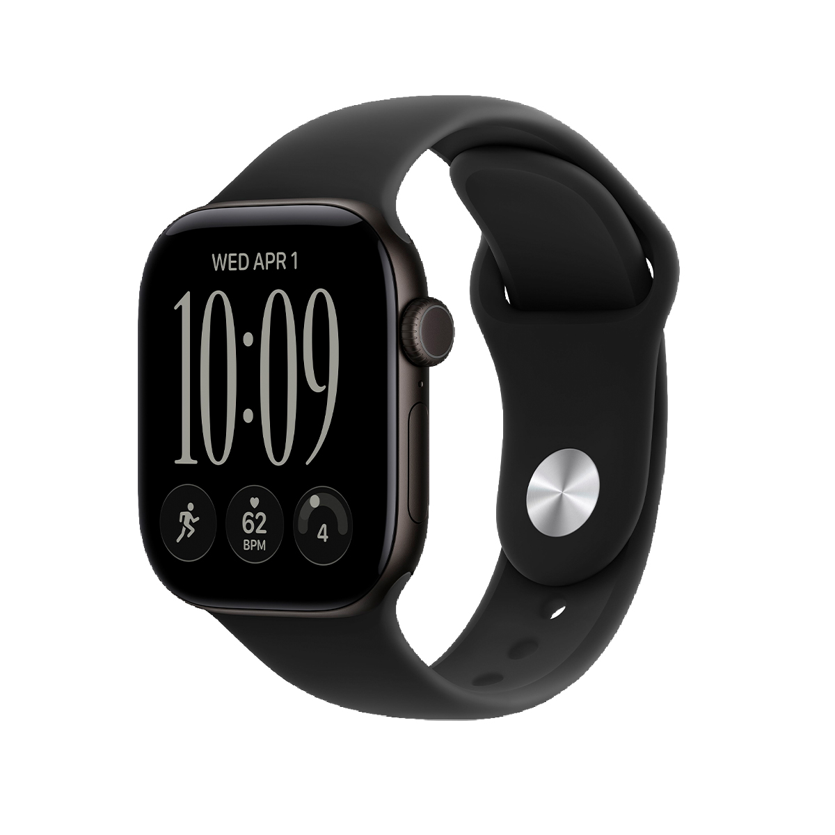Купить apple watch series 12, 42 мм корпус из алюминия цвета «black», ремешок sport band размера m/l цвета «black» с доставкой