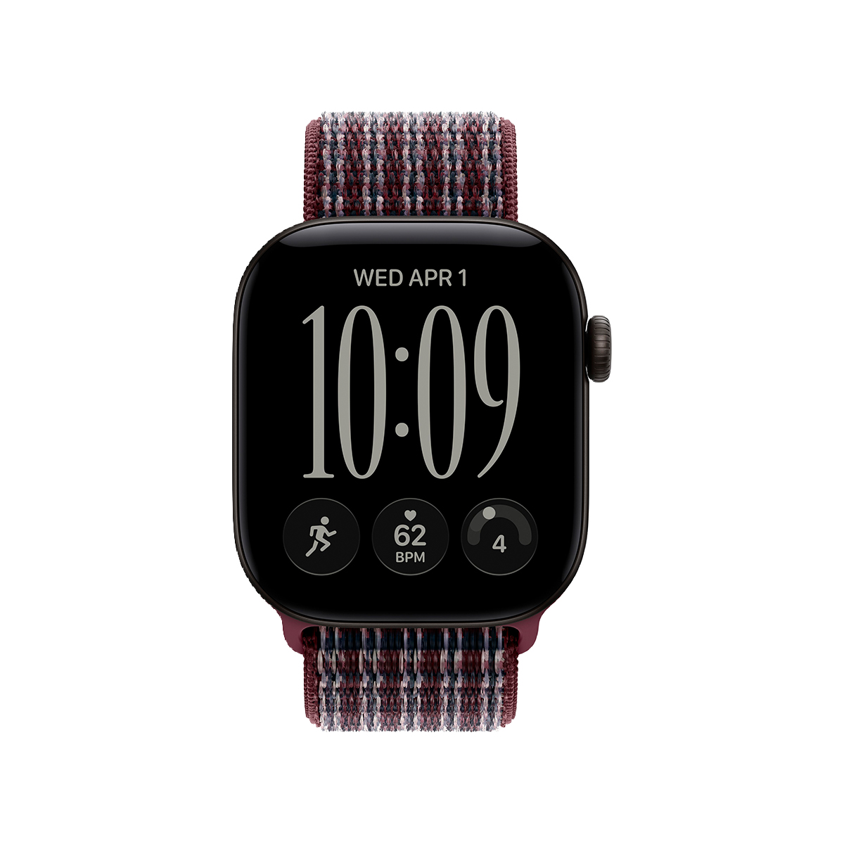 Купить apple watch series 12, 42 мм корпус из алюминия цвета «black», ремешок sport loop цвета «burgundy plaid» с доставкой