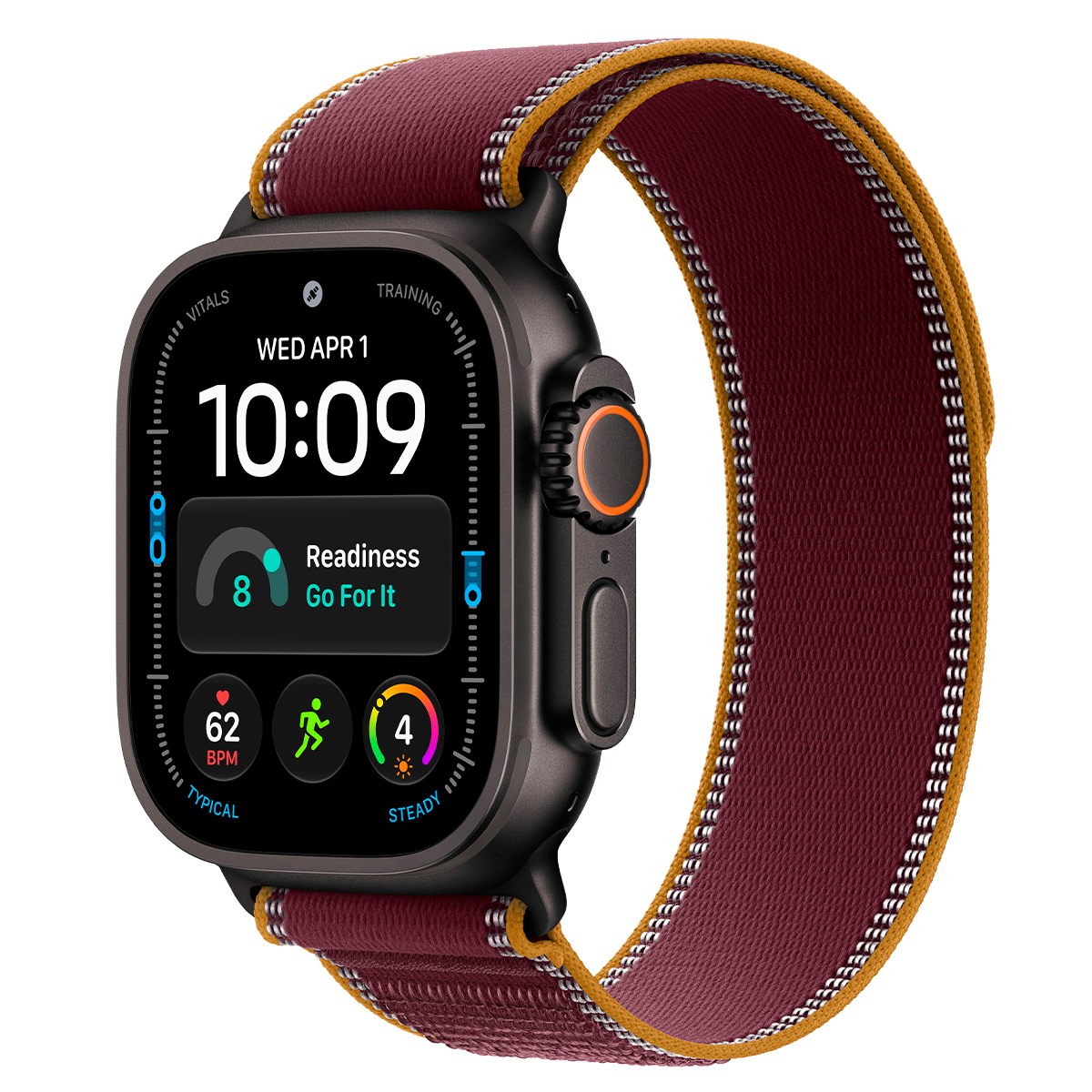 Купить apple watch ultra 4, 49 мм корпус из титана цвета «black», ремешок trail loop цвета «burgundy» размера m/l с доставкой