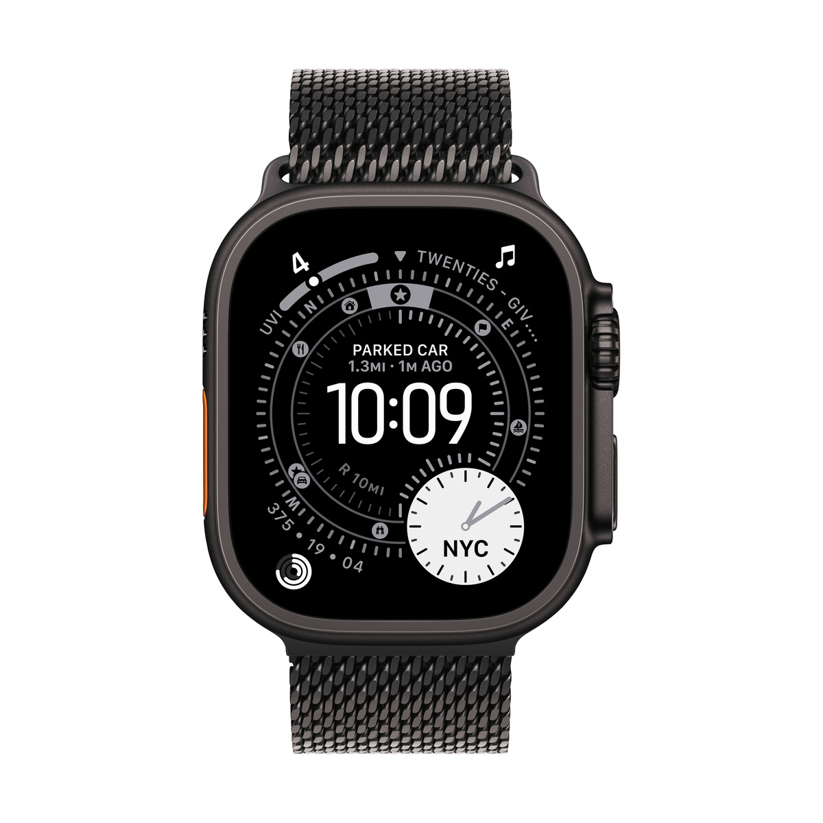 Купить apple watch ultra 3 (2025), 49 мм корпус из титана цвета «black», ремешок titanium milanese loop размера l цвета «black» с доставкой