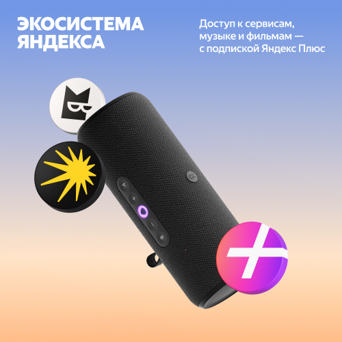 Умная портативная колонка Яндекс Станция Стрит с Алисой, чёрный, 30Вт