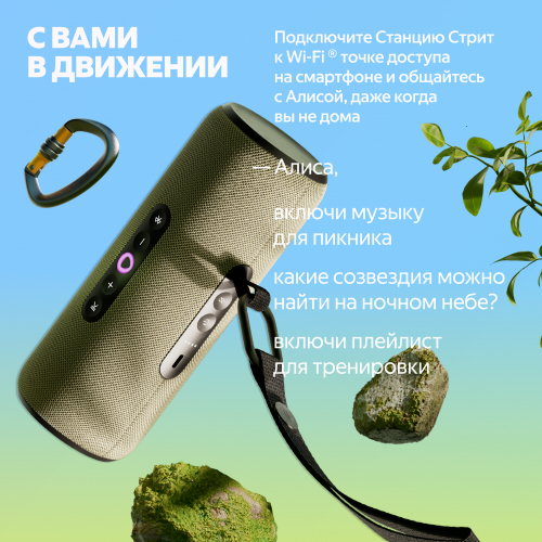Умная портативная колонка Яндекс Станция Стрит с Алисой, зелёный, 30Вт