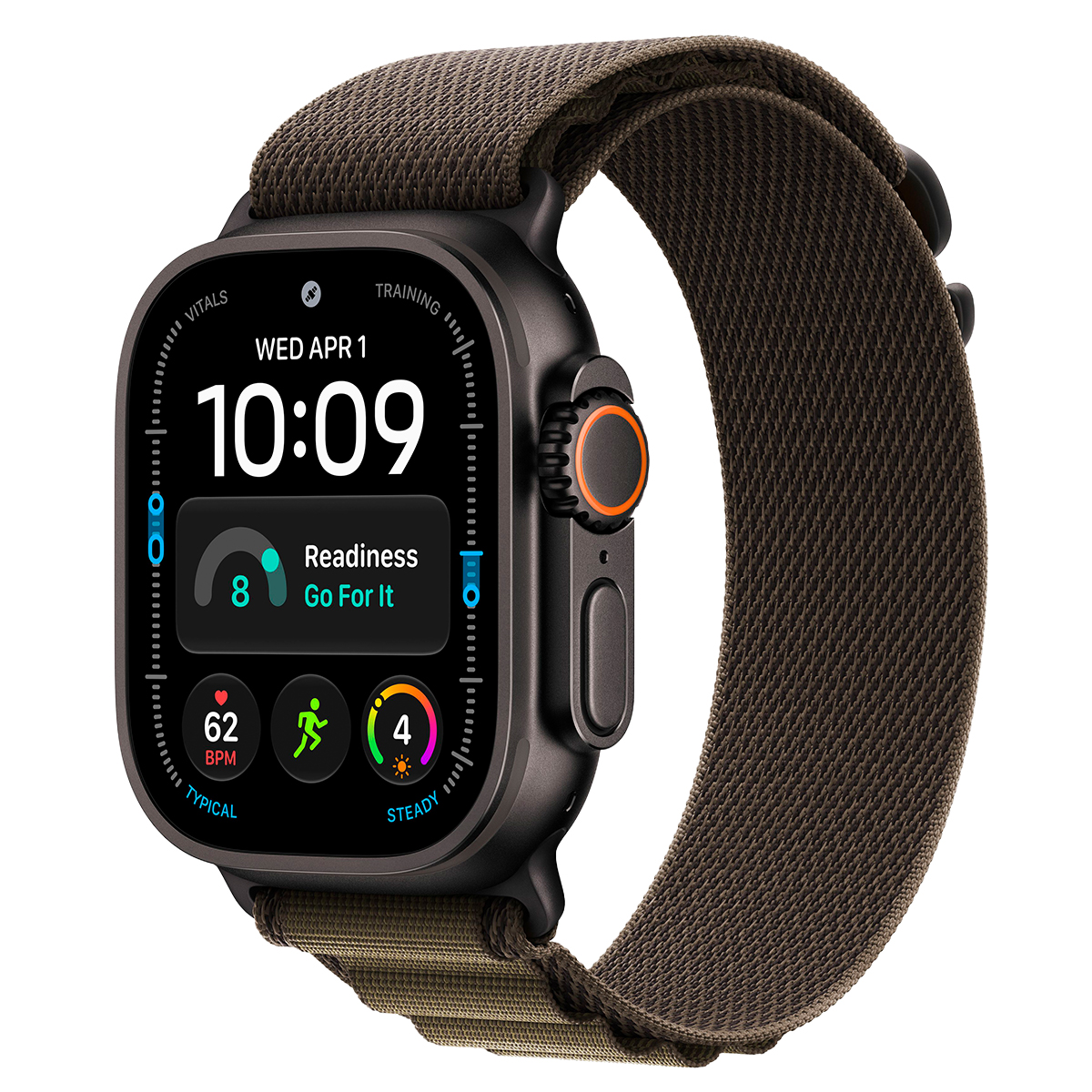 Купить apple watch ultra 4, 49 мм корпус из титана цвета «black», ремешок alpine loop цвета «dark olive» размера l с доставкой
