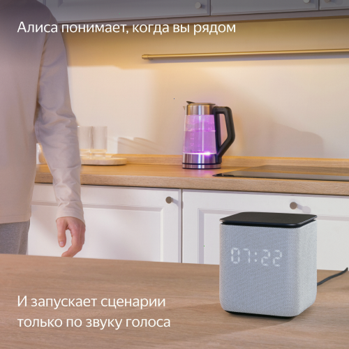 Умная колонка Яндекс Станция Миди с Алисой, с Zigbee, серый, 24Вт