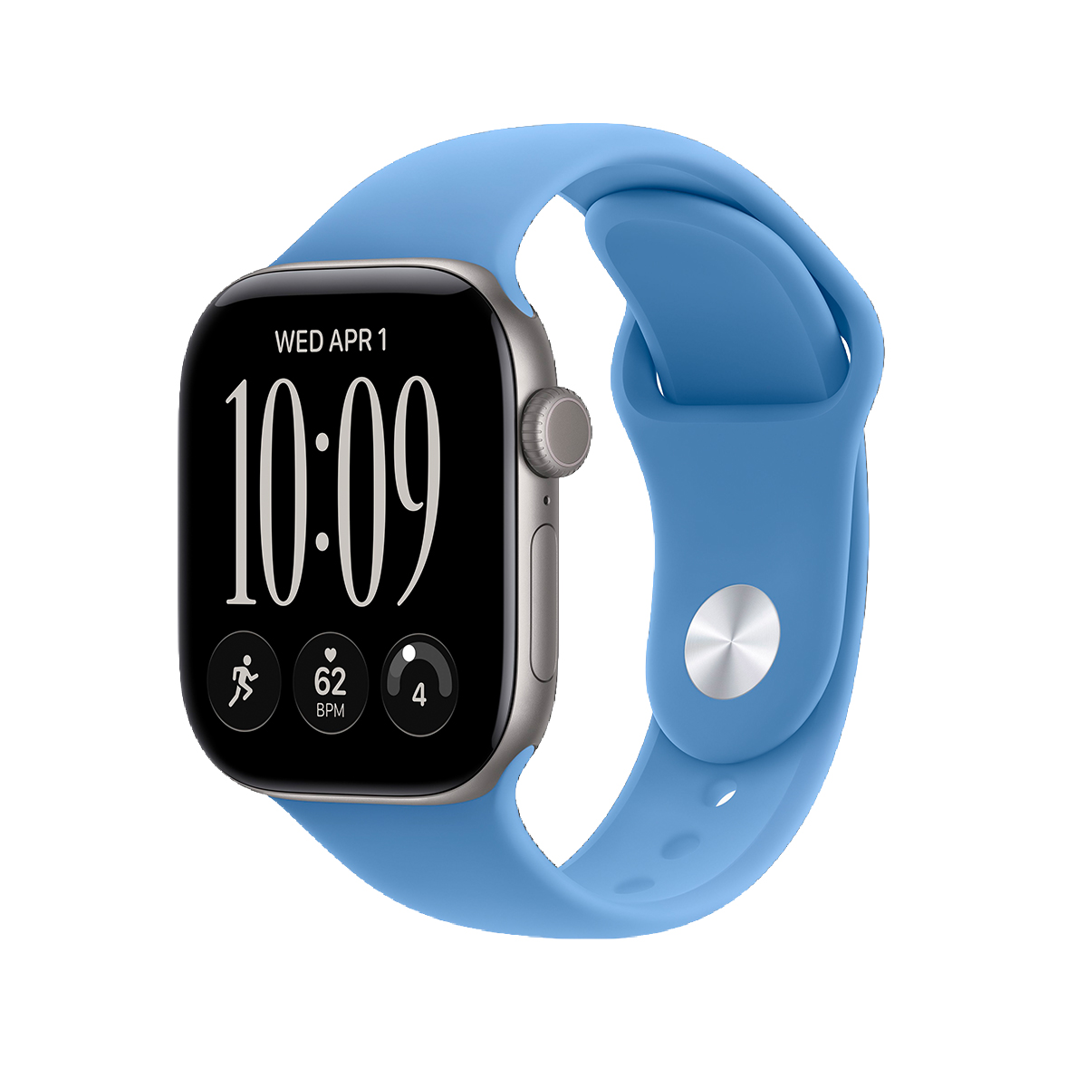 Купить apple watch series 12, 42 мм корпус из алюминия цвета «space gray», ремешок sport band размера m/l цвета «wildflower blue» с доставкой