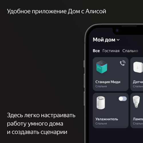 Умная колонка Яндекс Станция Миди с Алисой, с Zigbee, серый, 24Вт
