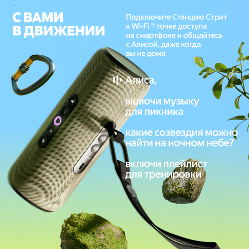 Умная портативная колонка Яндекс Станция Стрит с Алисой, фиолетовый, 30Вт