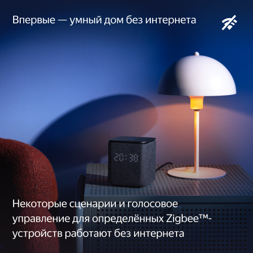 Умная колонка Яндекс Станция Миди с Алисой, с Zigbee, серый, 24Вт