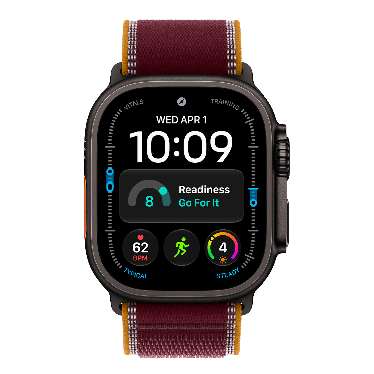 Купить apple watch ultra 4, 49 мм корпус из титана цвета «black», ремешок trail loop цвета «burgundy» размера m/l с доставкой