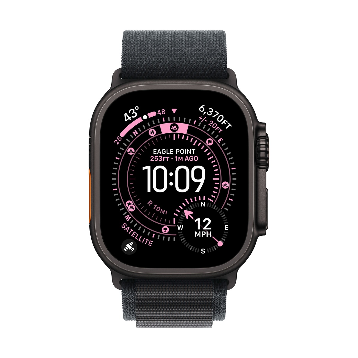 Apple Watch Ultra 3 (2025), 49 мм корпус из титана цвета «Black», ремешок Alpine Loop размера L цвета «Black»