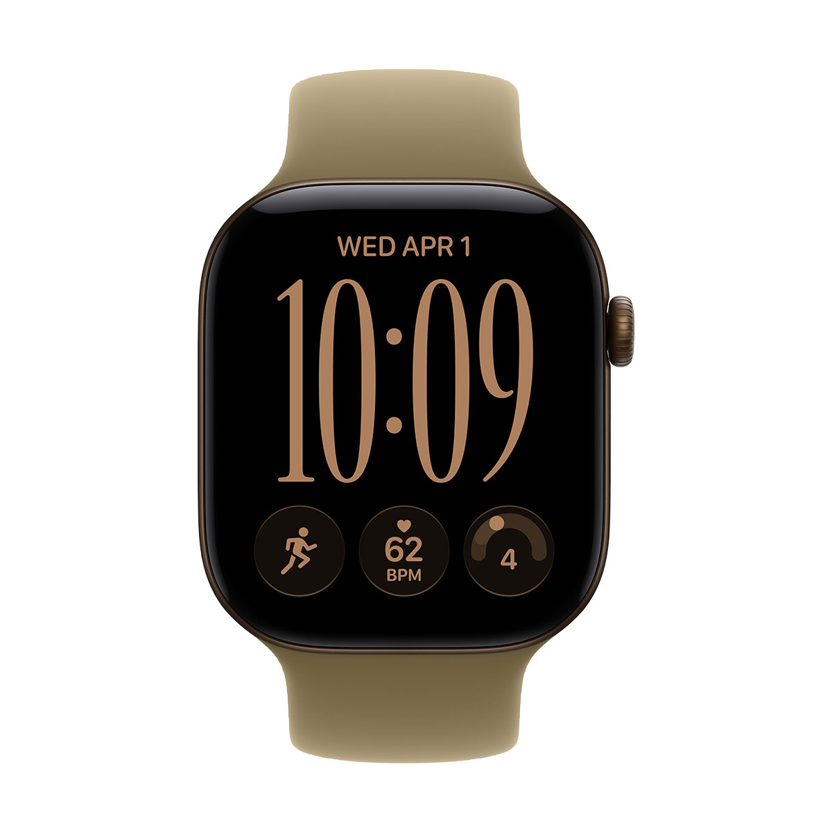 Купить apple watch series 12, 46 мм корпус из алюминия цвета «dark bronze», ремешок sport band размера m/l цвета «olive» с доставкой
