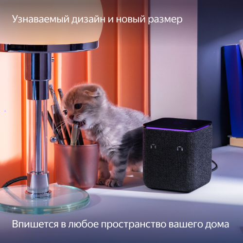 Умная колонка Яндекс Станция Миди с Алисой, с Zigbee, чёрный, 24Вт