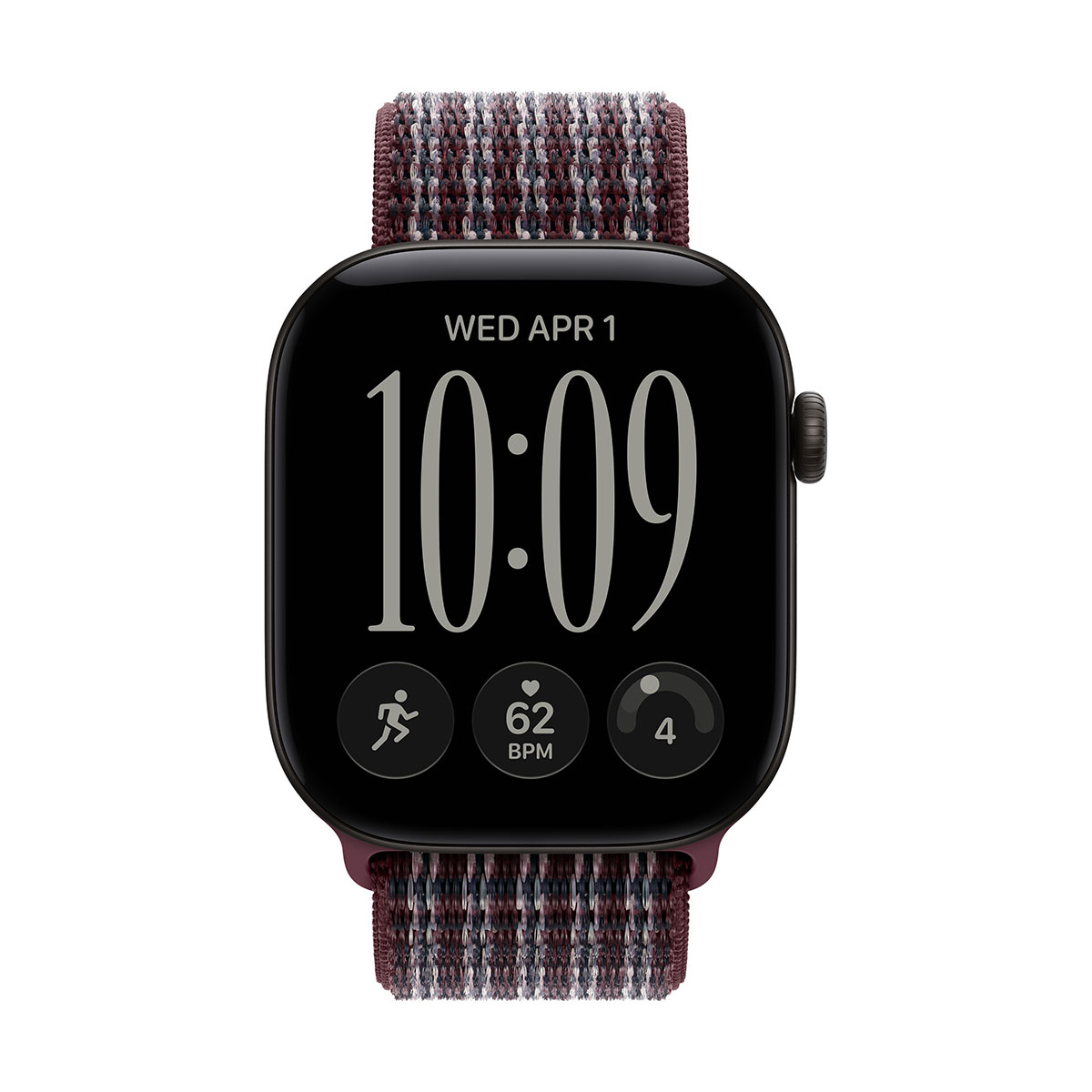 Купить apple watch series 12, 46 мм корпус из алюминия цвета «black», ремешок sport loop цвета «burgundy plaid» с доставкой