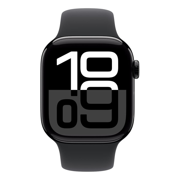 Купить apple watch series 10, 42 мм корпус из алюминия цвета «jet black», ремешок sport band размера s/m цвета «black» с доставкой