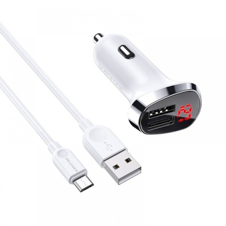 Купить комплект азу borofone bz15 12w 2 разъема led + кабель microusb с доставкой