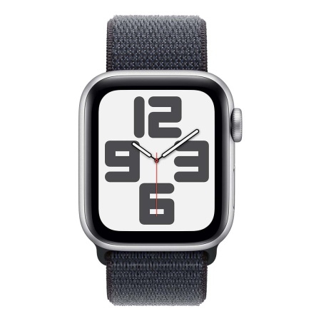 Купить apple watch se (2024), 40 мм корпус из алюминия цвета «silver», ремешок sport loop цвета «ink» с доставкой