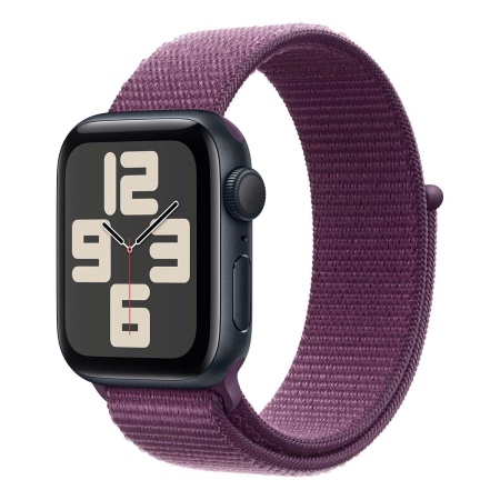 Купить apple watch se (2024), 40 мм корпус из алюминия цвета «midnight», ремешок sport loop цвета «plum» с доставкой