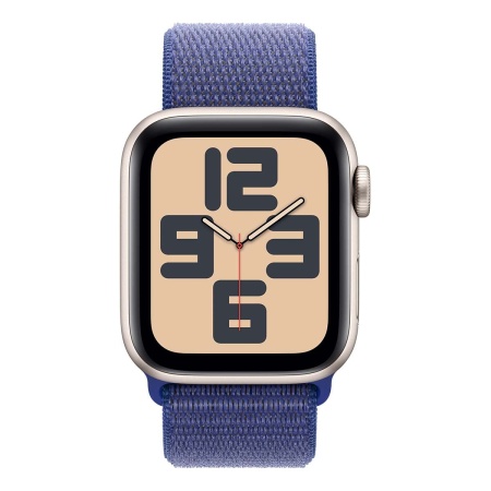 Купить apple watch se (2024), 40 мм корпус из алюминия цвета «starlight», ремешок sport loop цвета «ultramarine» с доставкой