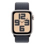 Купить apple watch se (2024), 40 мм корпус из алюминия цвета «starlight», ремешок sport loop цвета «ink» с доставкой