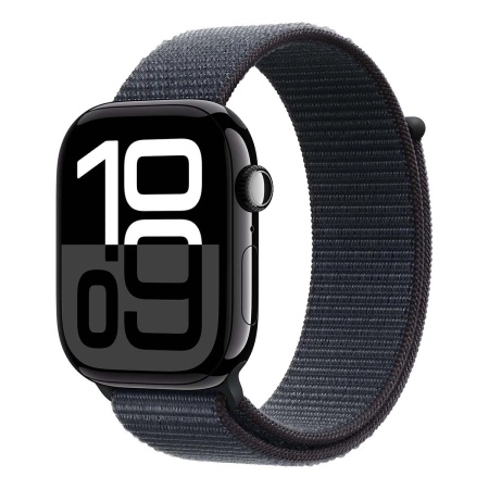 Купить apple watch series 10, 46 мм корпус из алюминия цвета «jet black», ремешок sport loop цвета «ink» с доставкой