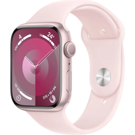 Купить apple watch series 9 45 мм корпус из алюминия розового цвета спортивный ремешок светло-розового цвета с доставкой