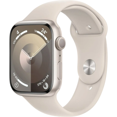 Купить apple watch series 9 45 мм корпус из алюминия цвета сияющая звезда спортивный ремешок цвета сияющая звезда с доставкой