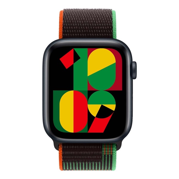 Купить apple watch se (2024), 44 мм корпус из алюминия цвета «midnight», ремешок sport loop цвета «black unity» с доставкой