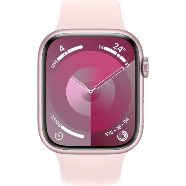 Купить apple watch series 9 45 мм корпус из алюминия розового цвета спортивный ремешок светло-розового цвета с доставкой