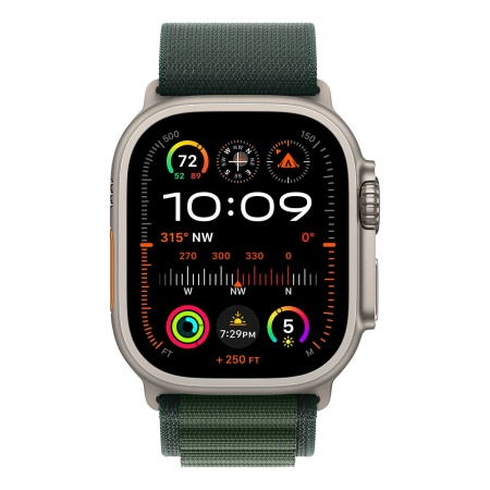Купить apple watch ultra 2 (2024), 49 мм корпус из титана цвета «natural», ремешок alpine loop размера l цвета «dark green» с доставкой