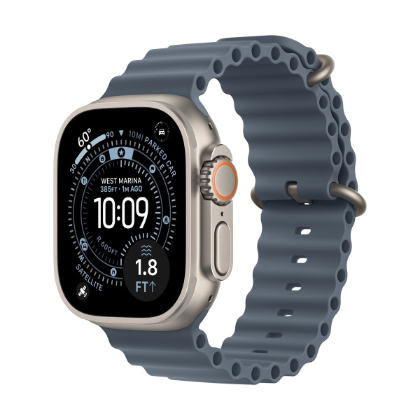 Apple Watch Ultra 3 (2025), 49 мм корпус из титана цвета «Natural», ремешок Ocean Band цвета «Anchor Blue»
